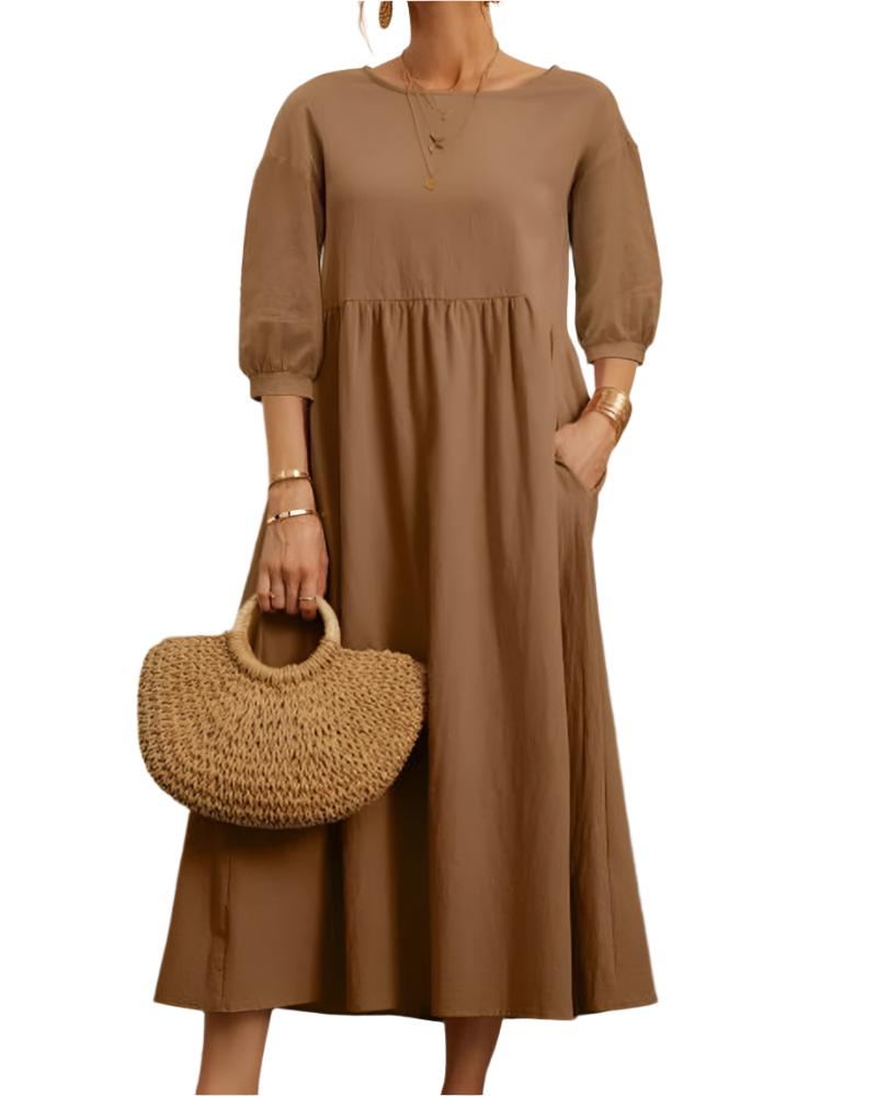 Dames Midi Jurk met Lantaarnmouwen 4