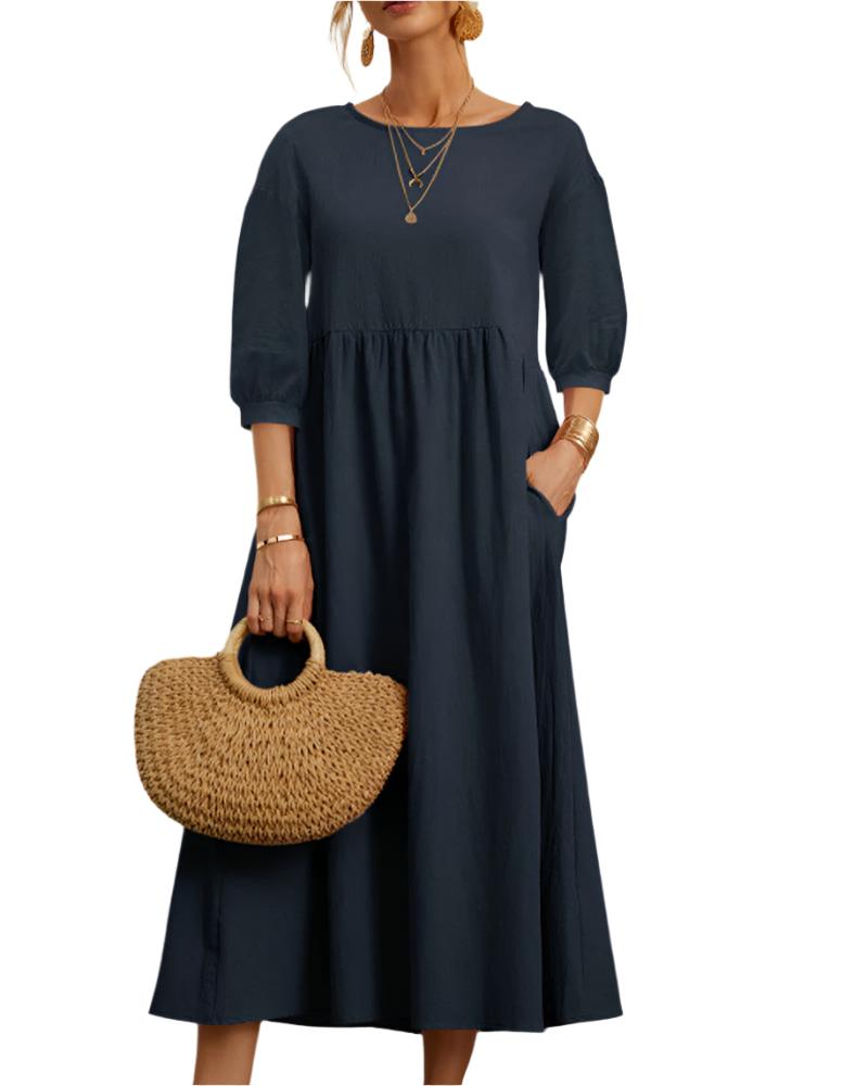 Dames Midi Jurk met Lantaarnmouwen 5