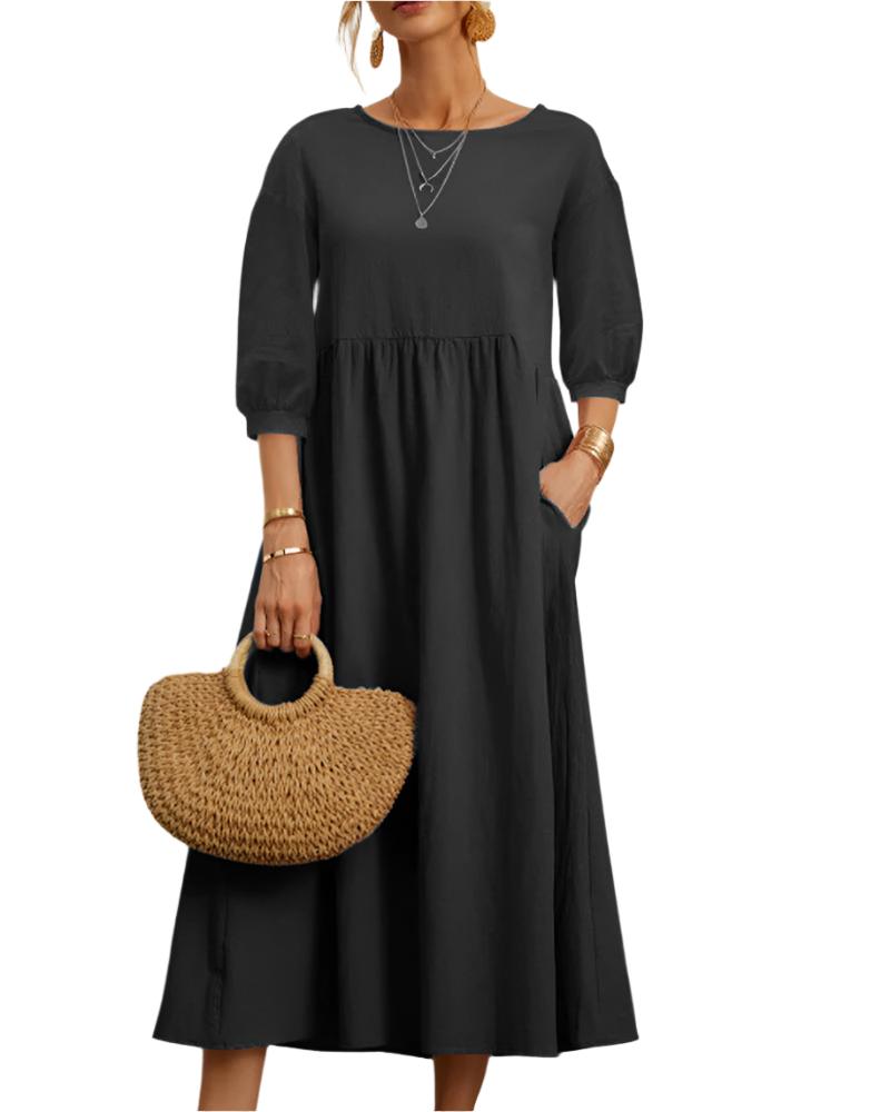 Dames Midi Jurk met Lantaarnmouwen 6
