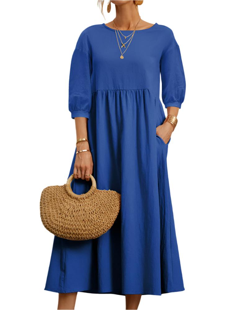 Dames Midi Jurk met Lantaarnmouwen 8
