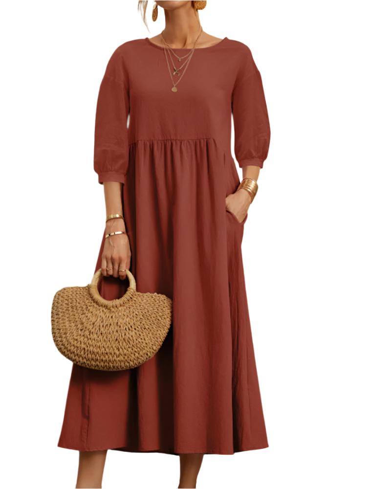 Dames Midi Jurk met Lantaarnmouwen 9