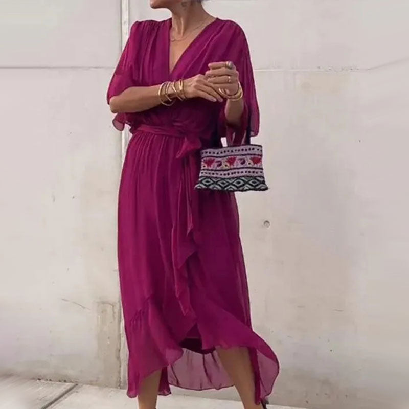 Dames Midi Zomerjurk Met V-Hals 4