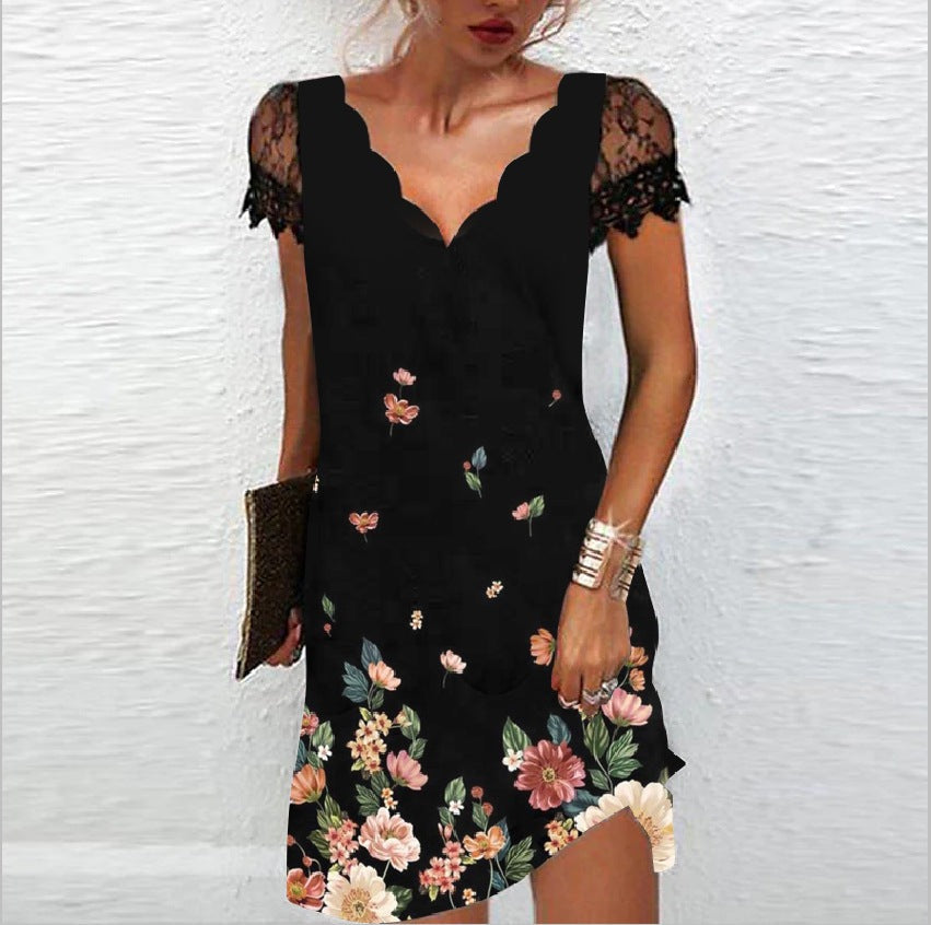 Dames Midikleid V-Ausschnitt Modern Design 2