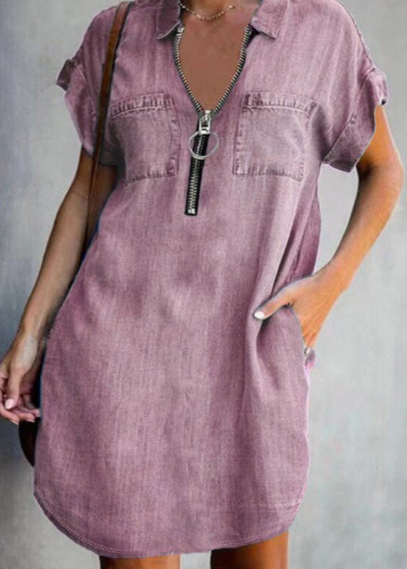 Dames Midjurk Denim Casual Met Peter Pan-kraag 1