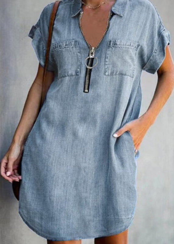 Dames Midjurk Denim Casual Met Peter Pan-kraag 3