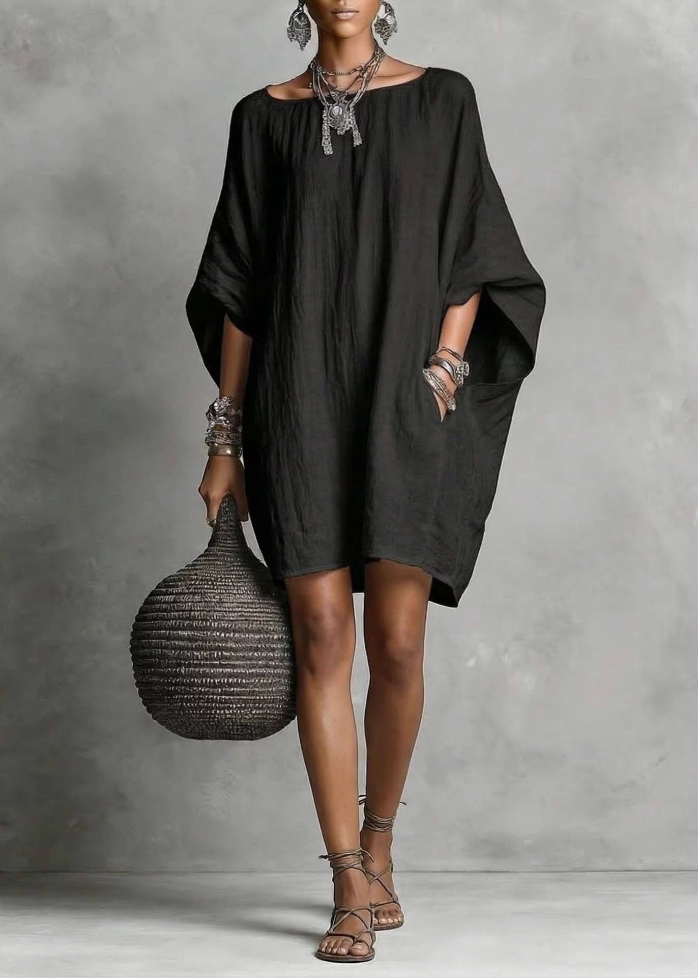 Dames Midjurk Oversized Casual Vleermuismouw 1