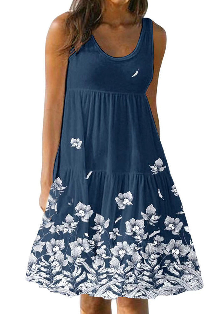 Dames Midjurk Zomer O-hals Print 1