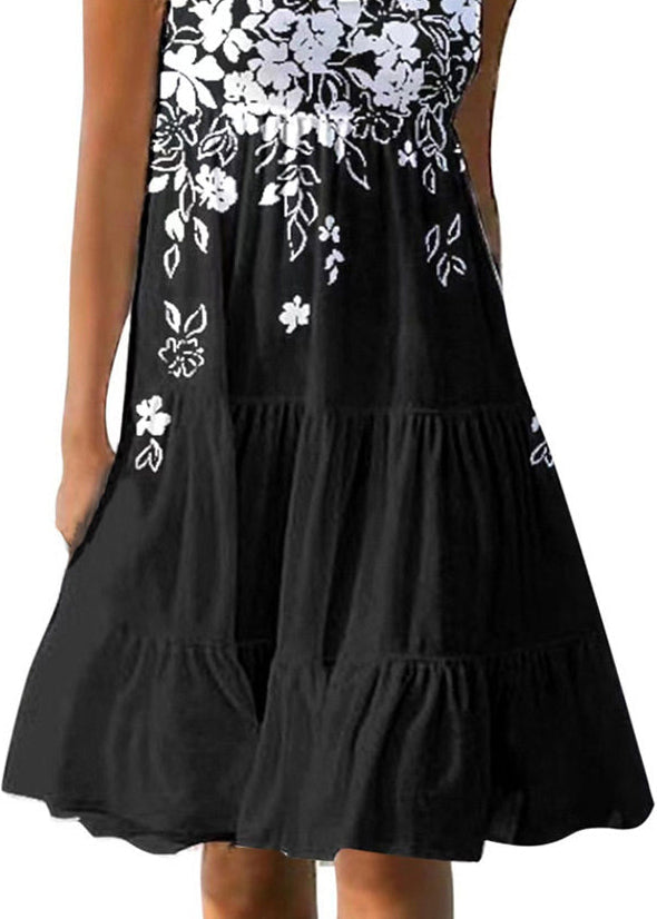 Dames Midjurk Zomer O-hals Print 4