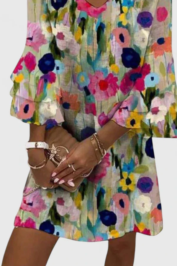 Dames Mini-jurk Met Romantische Bloemenprint 1