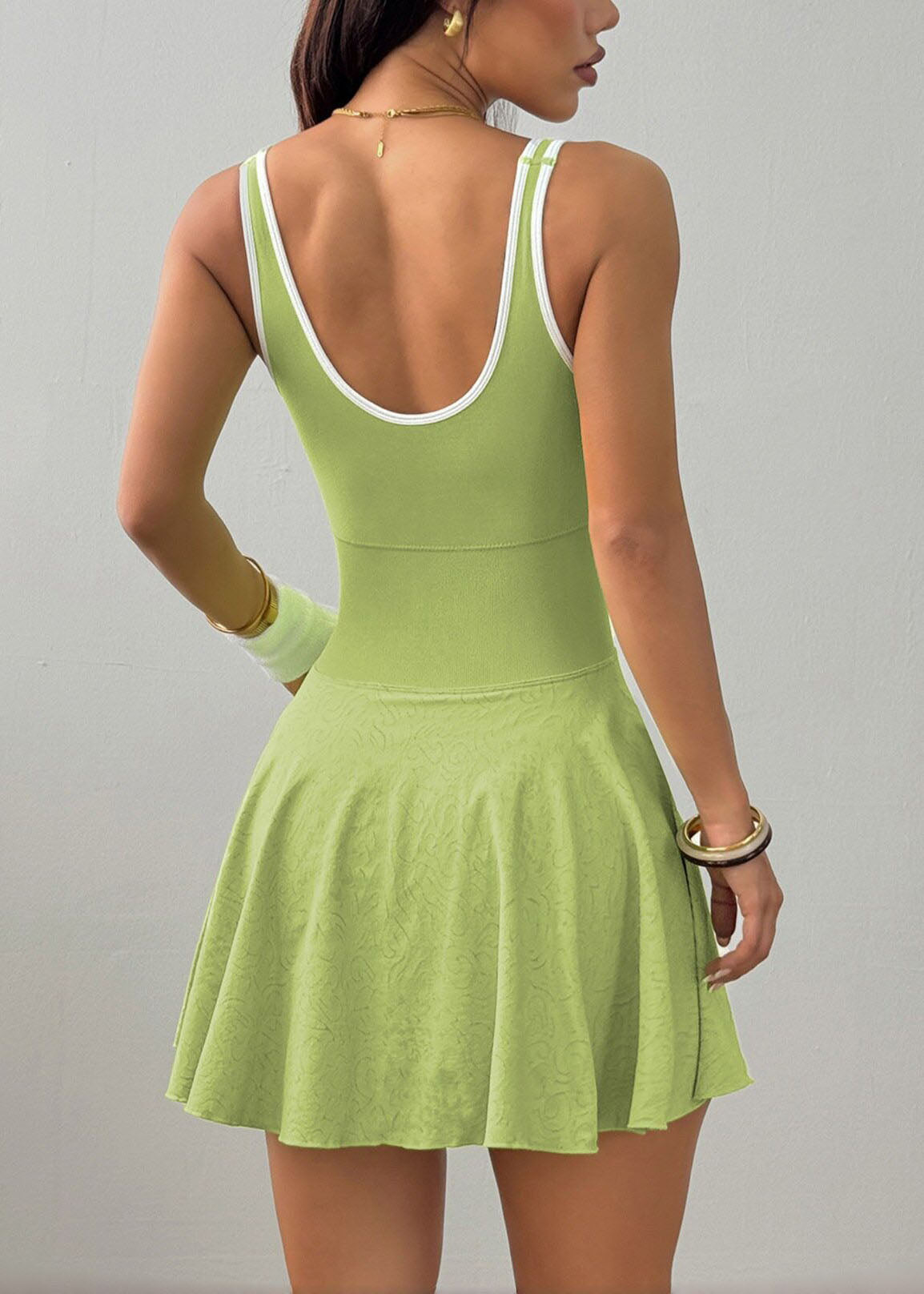 Dames Mini-jurk Mouwloos Met U-hals En Ingebouwde Shorts 4