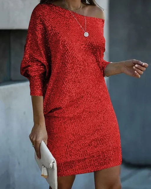Dames Mini-jurk Off-Shoulder met Pailletten 11
