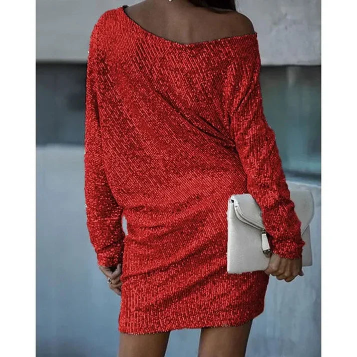 Dames Mini-jurk Off-Shoulder met Pailletten 4