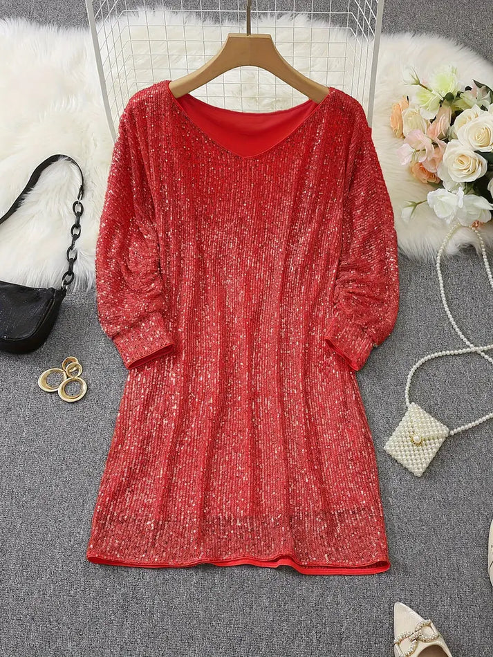 Dames Mini-jurk Off-Shoulder met Pailletten 6