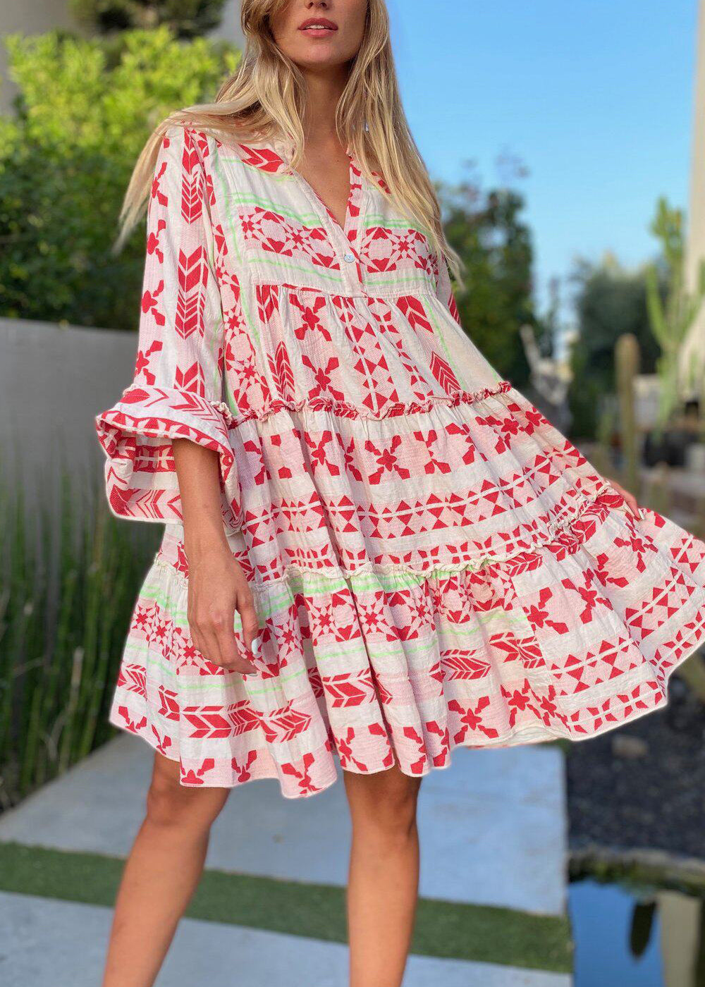 Dames Mini-jurk Oversized Print Plus Maat 0