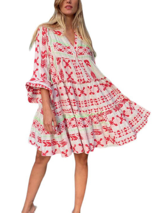 Dames Mini-jurk Oversized Print Plus Maat 4