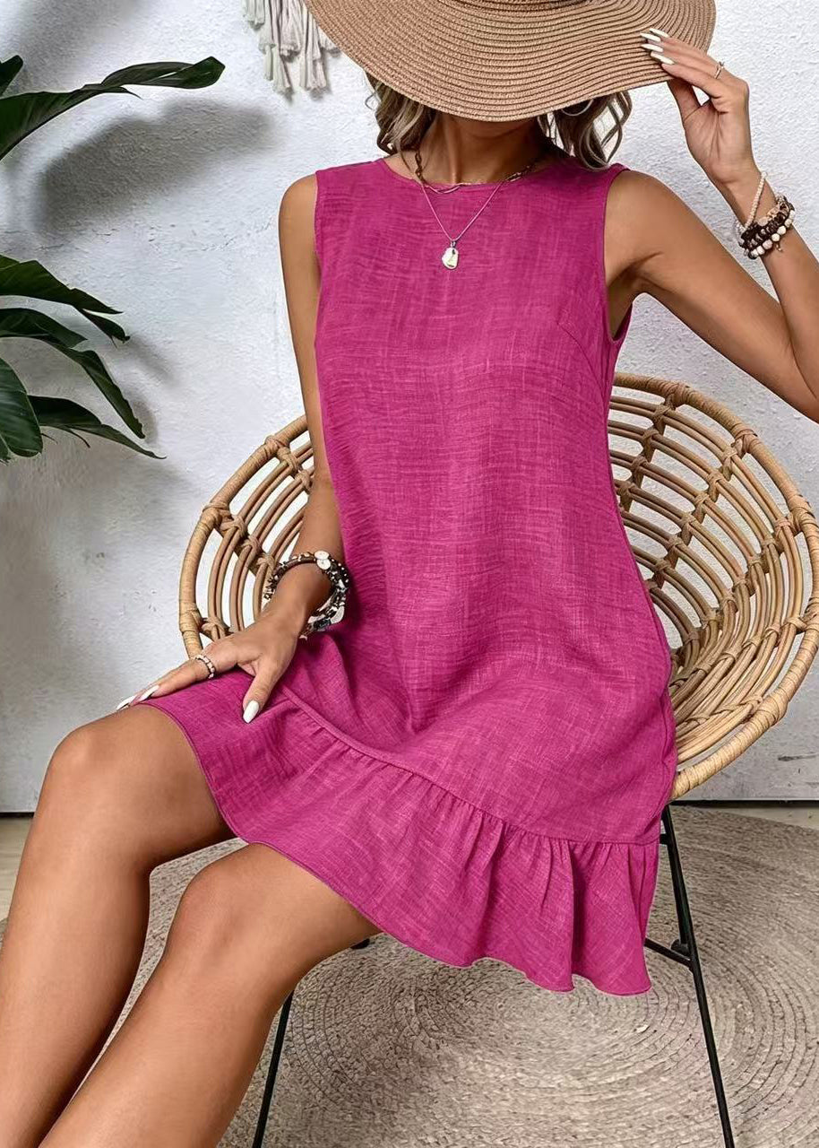 Dames Mini-jurk Oversized Zonder Mouwen 2