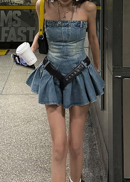 Dames Mini-jurk Strapless Denim Zomerstijl 3