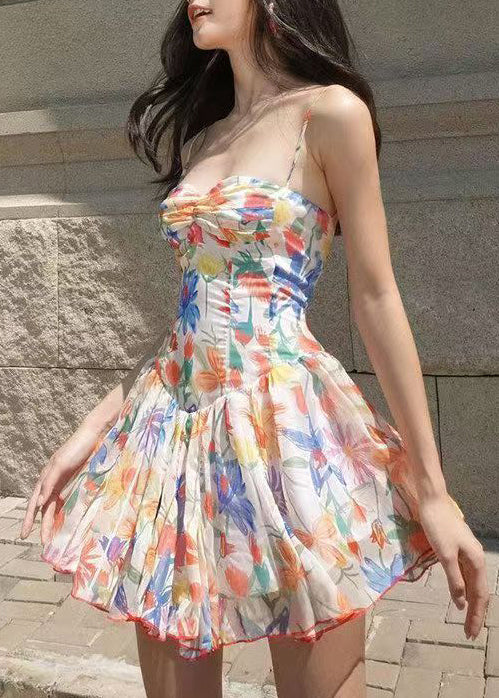 Dames Mini-jurk met Gerimpelde Chiffon en Print 4