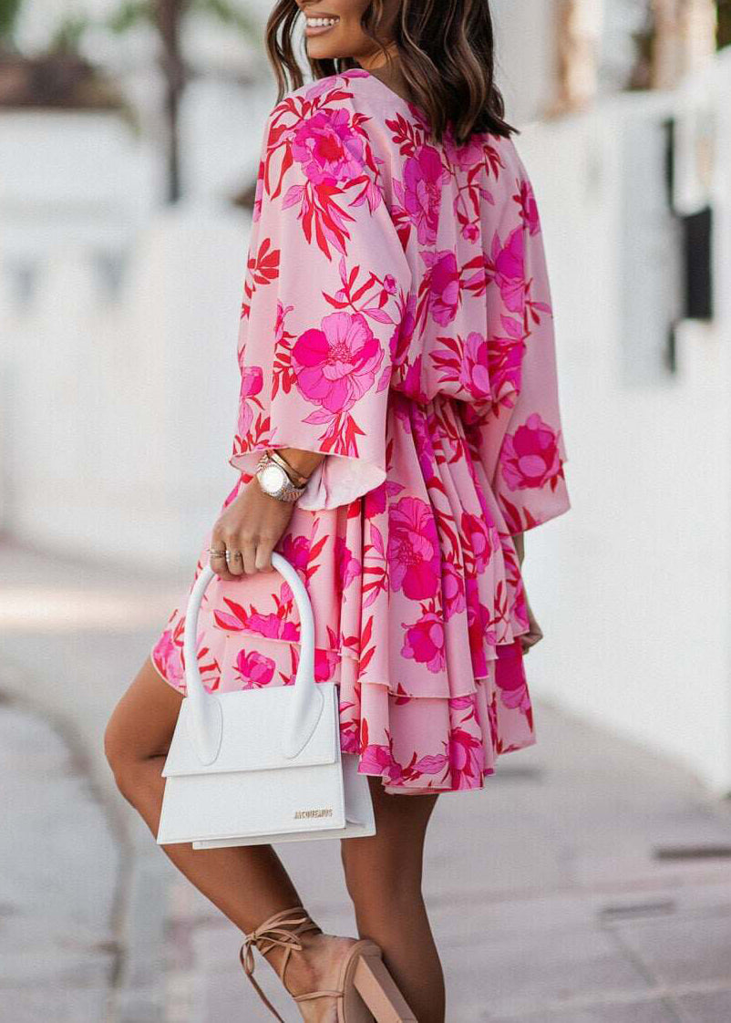 Dames Mini-jurk met Print en Vleermuismouwen 3