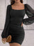Dames Mini Jurk Elegante Stijl Met Brede Mouwen Hoogwaardige Stof 6