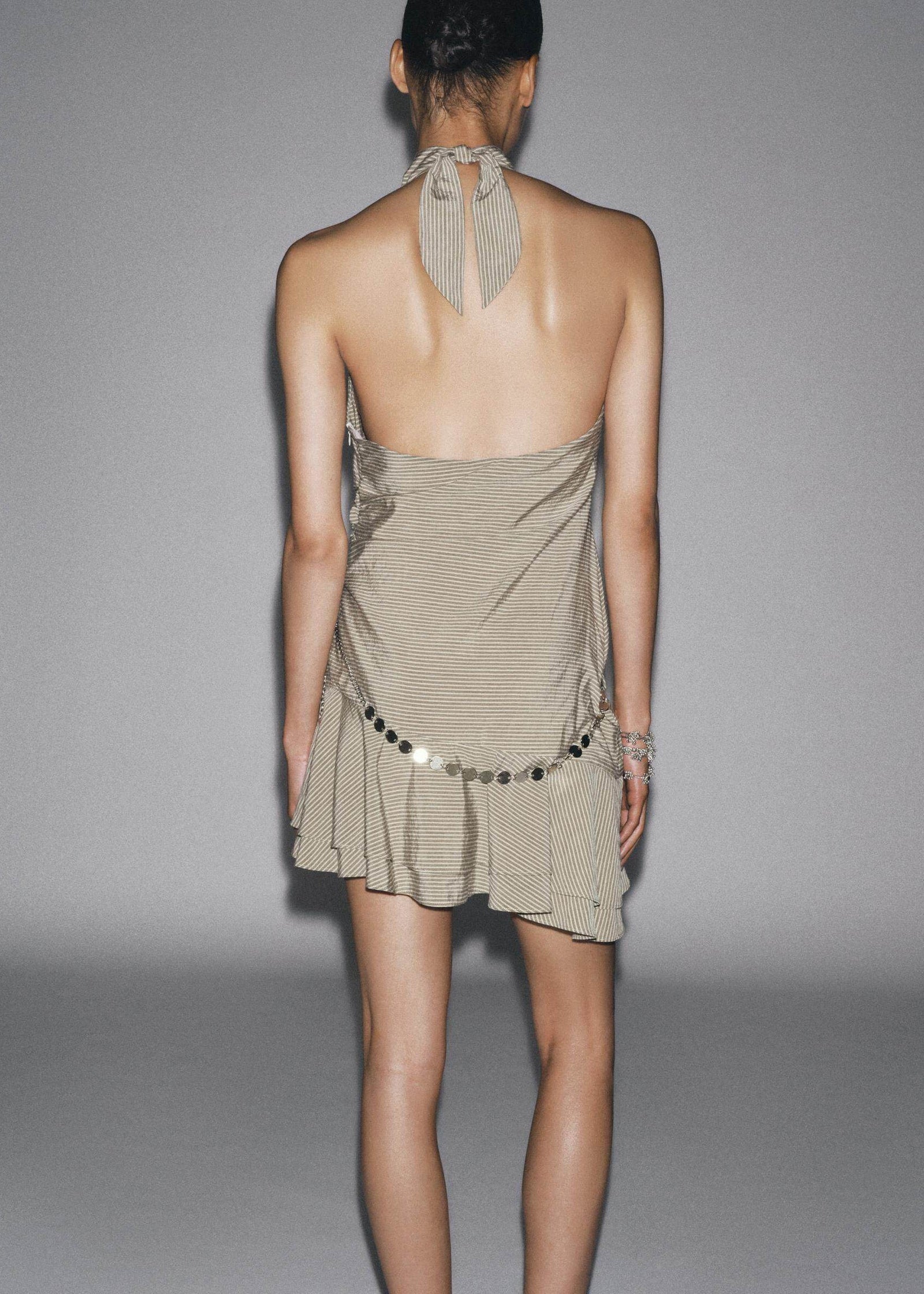 Dames Mini Jurk Halter Gestreept Casual Zomer 3