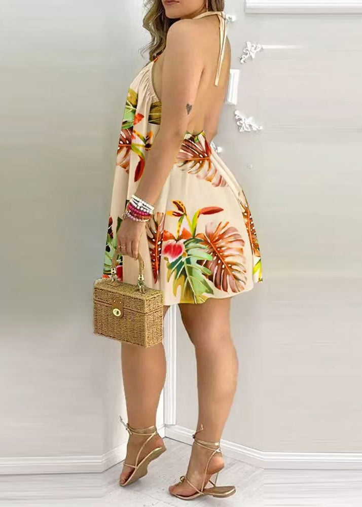 Dames Mini Jurk Halter Rugloos Zomerprint 3