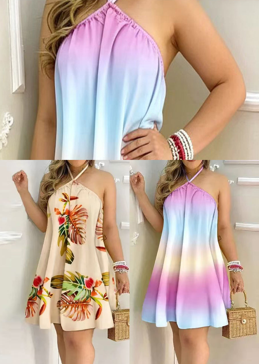 Dames Mini Jurk Halter Rugloos Zomerprint 4