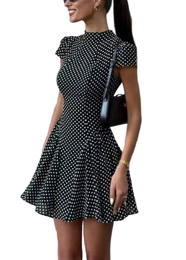 Dames Mini Jurk Met Gerimpelde Details En Korte Mouwen 0