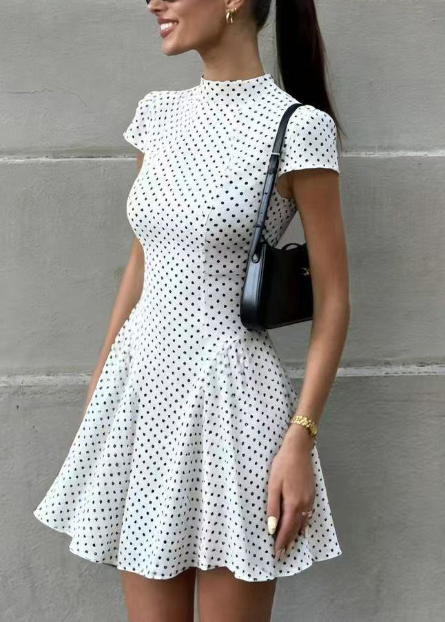 Dames Mini Jurk Met Gerimpelde Details En Korte Mouwen 1