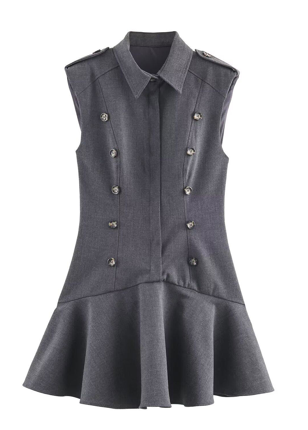 Dames Mini Jurk Peter Pan Kraag Patchwork Stijl 4