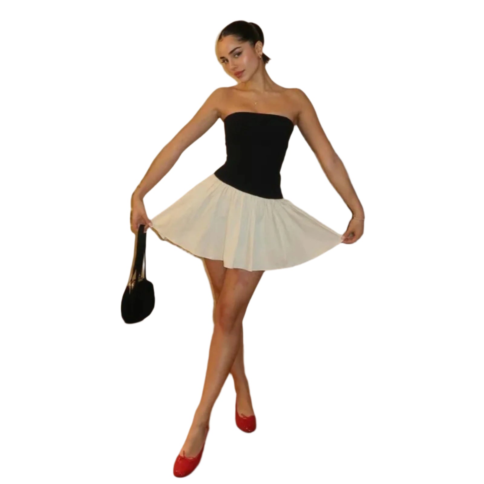 Dames Mini Jurk Strapless Flared Hoogwaardige Stof 0