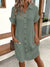 Dames Mini Jurk V-hals Katoen Linnen Casual Zomer Kleding 1