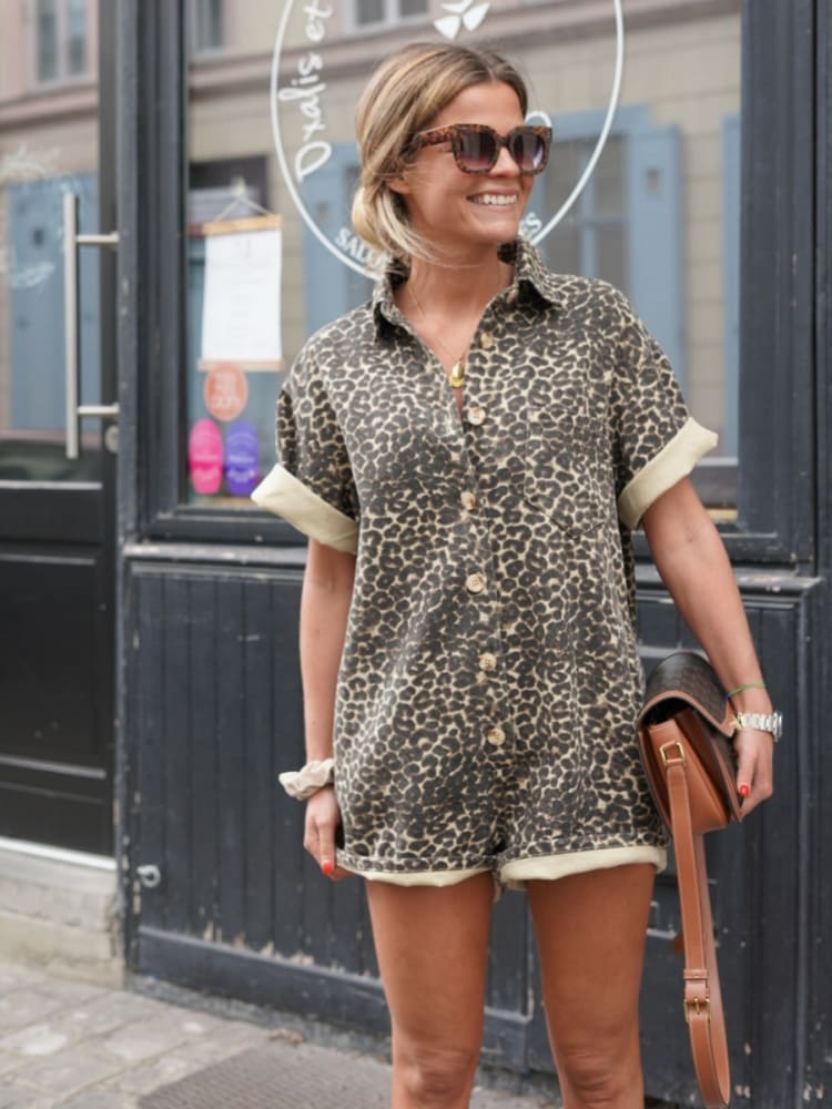 Dames Mini Romper met Luipaardprint Casual Chic 1