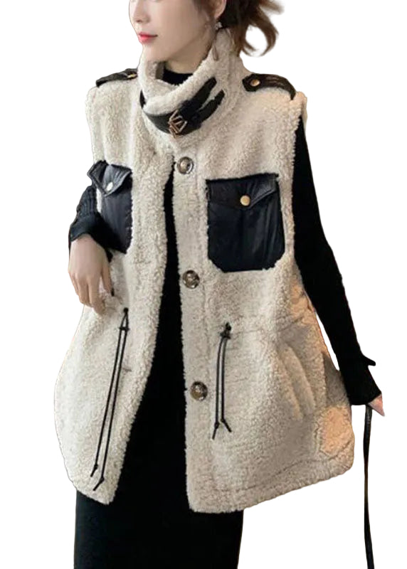 Dames Mouwloos Teddyvest met Trekkoord en Zakken 0