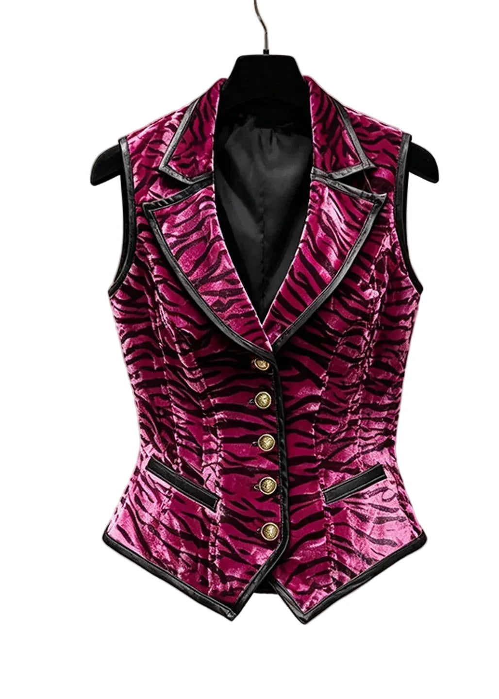 Dames Mouwloos Vest Met Knoopsluiting En Gestreepte Details 0