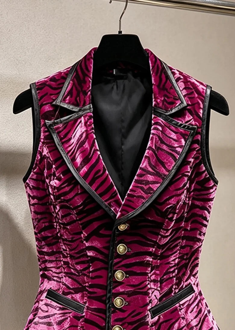 Dames Mouwloos Vest Met Knoopsluiting En Gestreepte Details 1