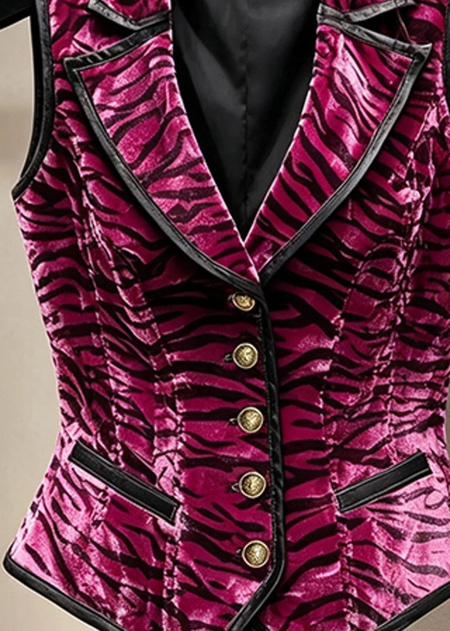 Dames Mouwloos Vest Met Knoopsluiting En Gestreepte Details 3
