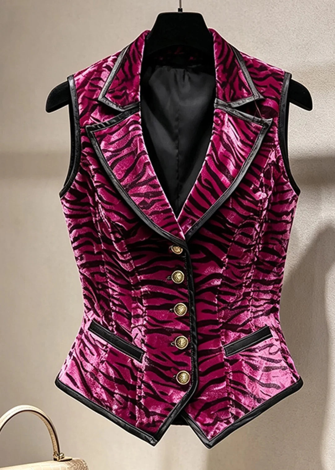 Dames Mouwloos Vest Met Knoopsluiting En Gestreepte Details 4