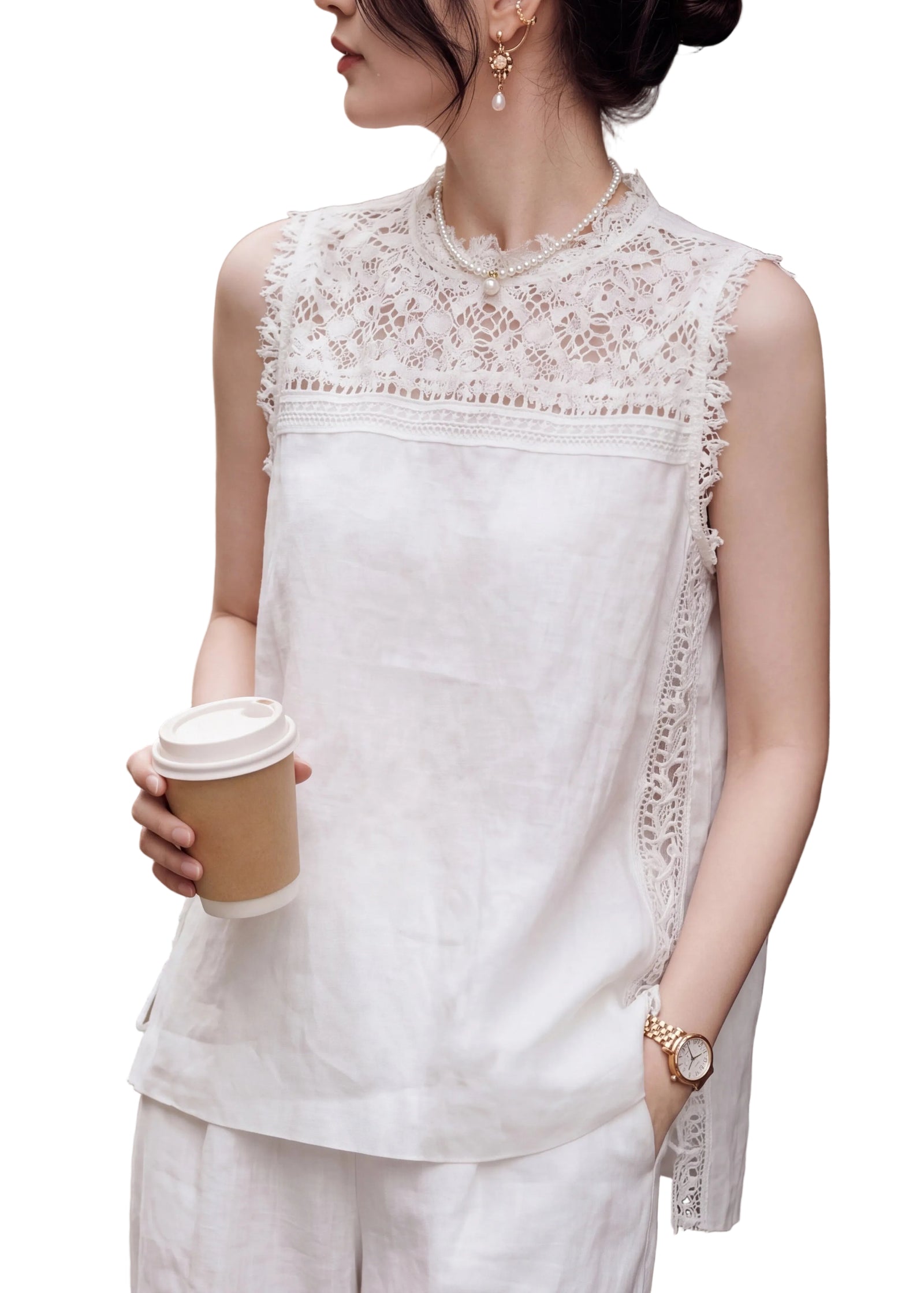 Dames Mouwloos Vest Met Laag Hoog Ontwerp 0