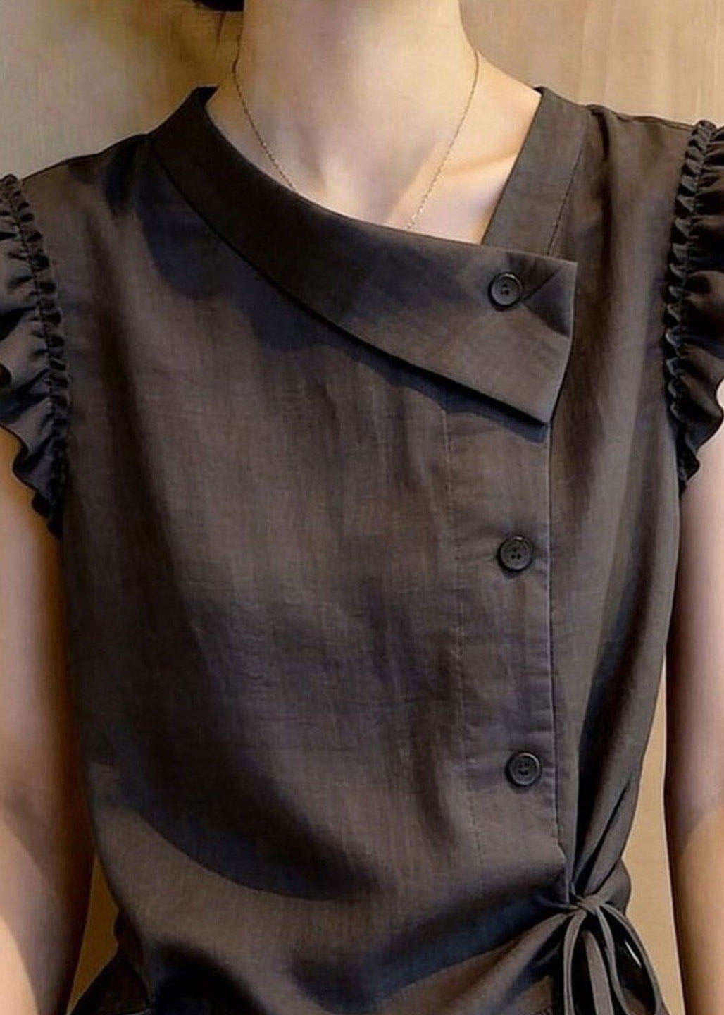 Dames Mouwloos Vest Met Ruches En Veters 1