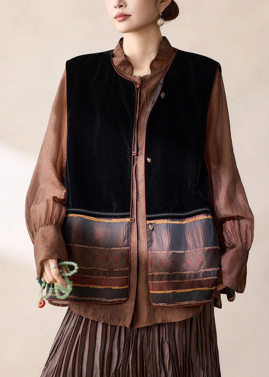 Dames Mouwloos Vest Patchwork Vintage Stijl 1