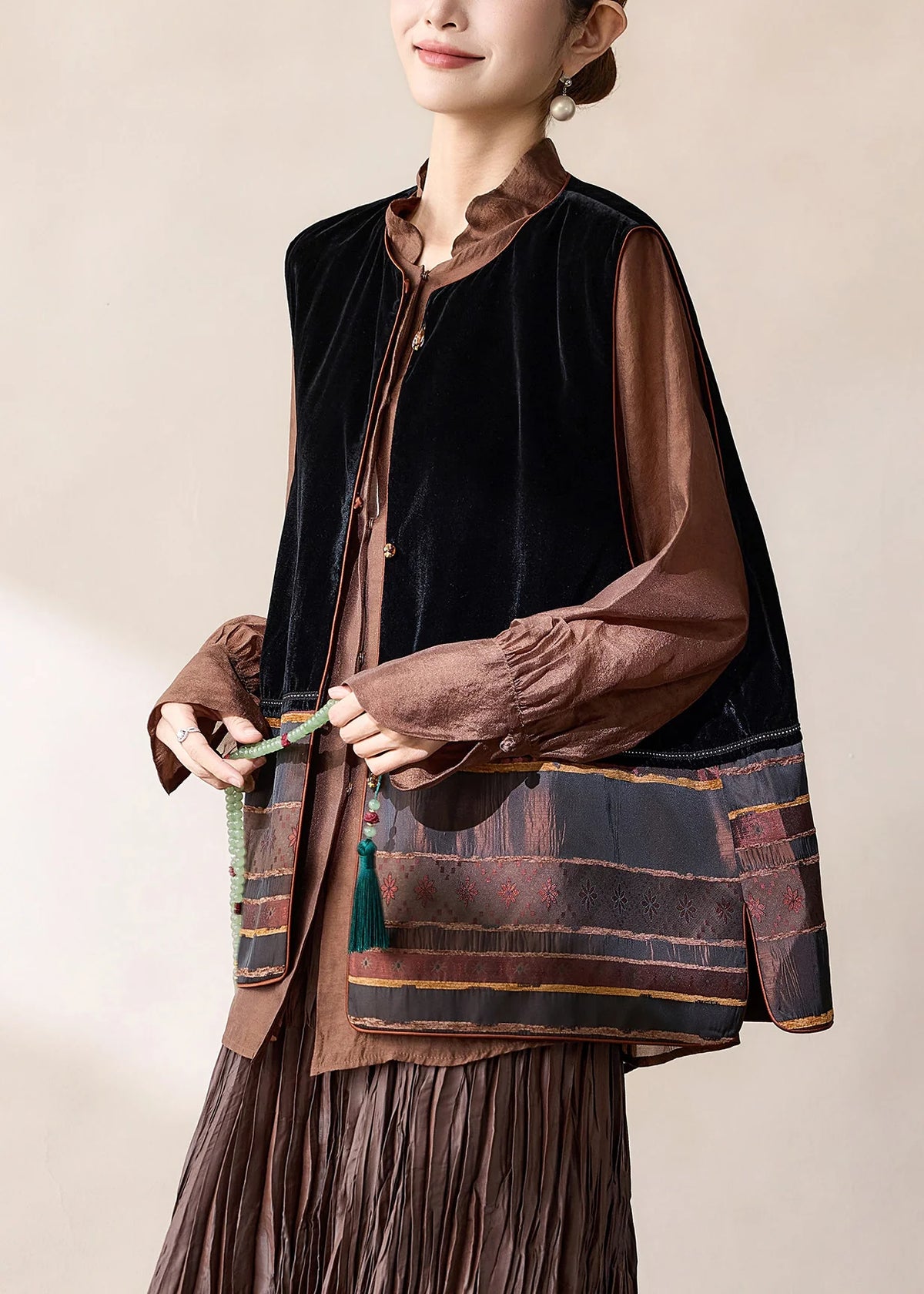 Dames Mouwloos Vest Patchwork Vintage Stijl 2