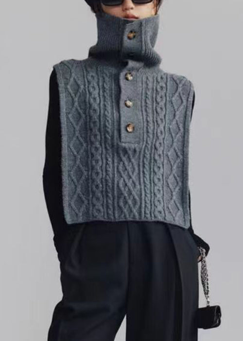 Dames Mouwloos Vest met Col en Knoop 2