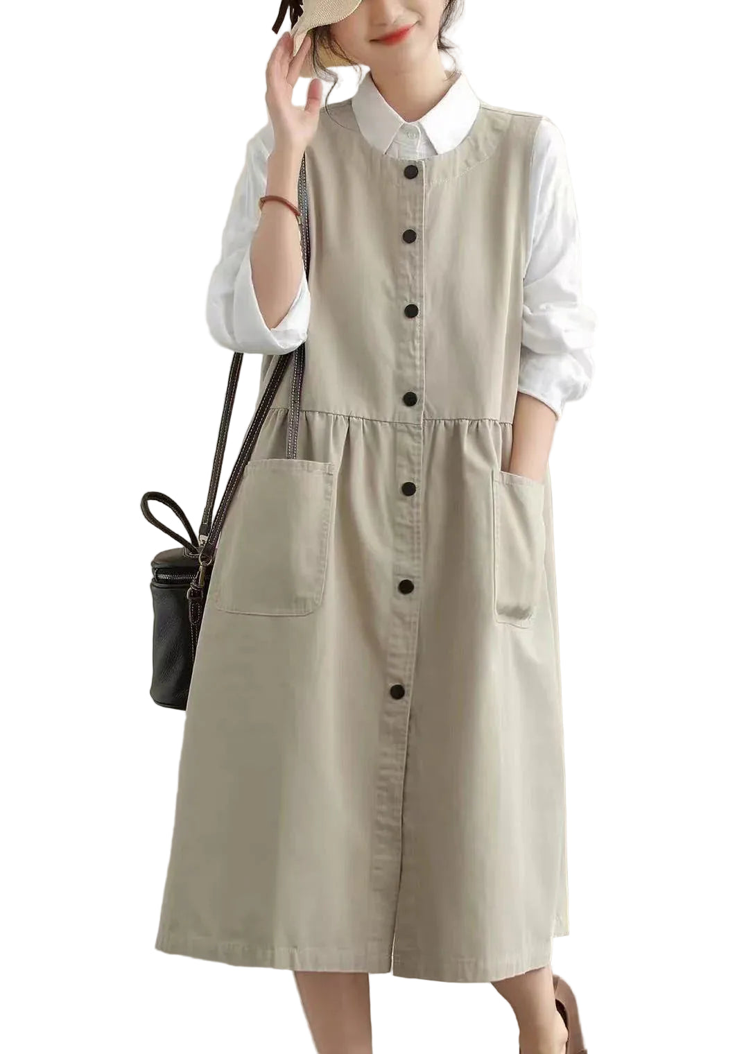 Dames Mouwloze Jurk Oversized Stijlvol 0