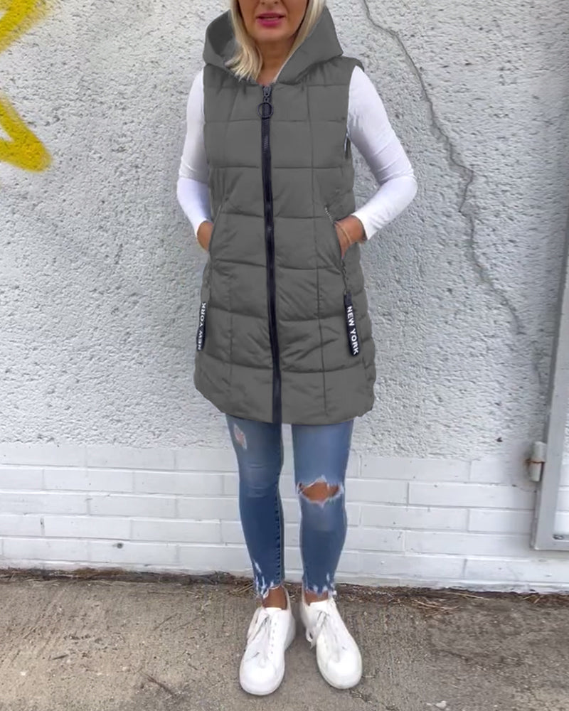 Dames Mouwloze Puffer Jas met Capuchon 10