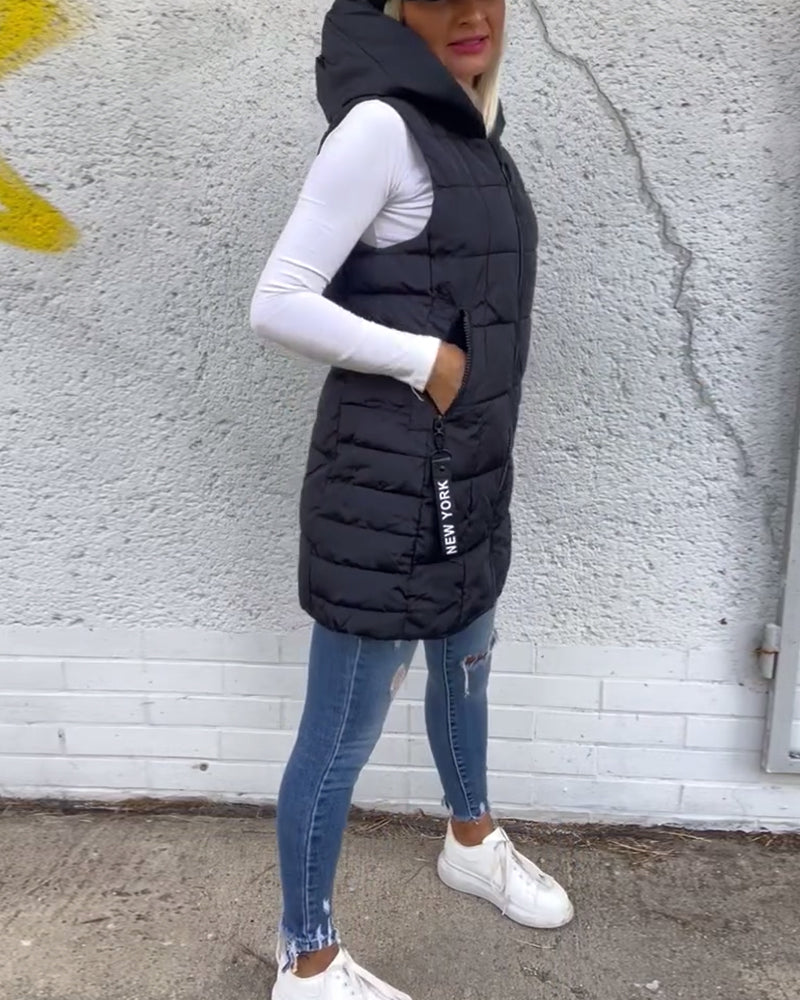 Dames Mouwloze Puffer Jas met Capuchon 2
