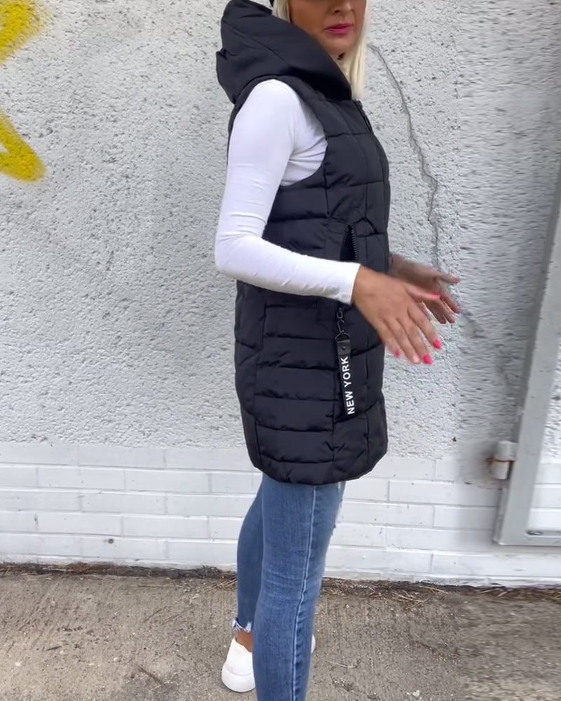 Dames Mouwloze Puffer Jas met Capuchon 3