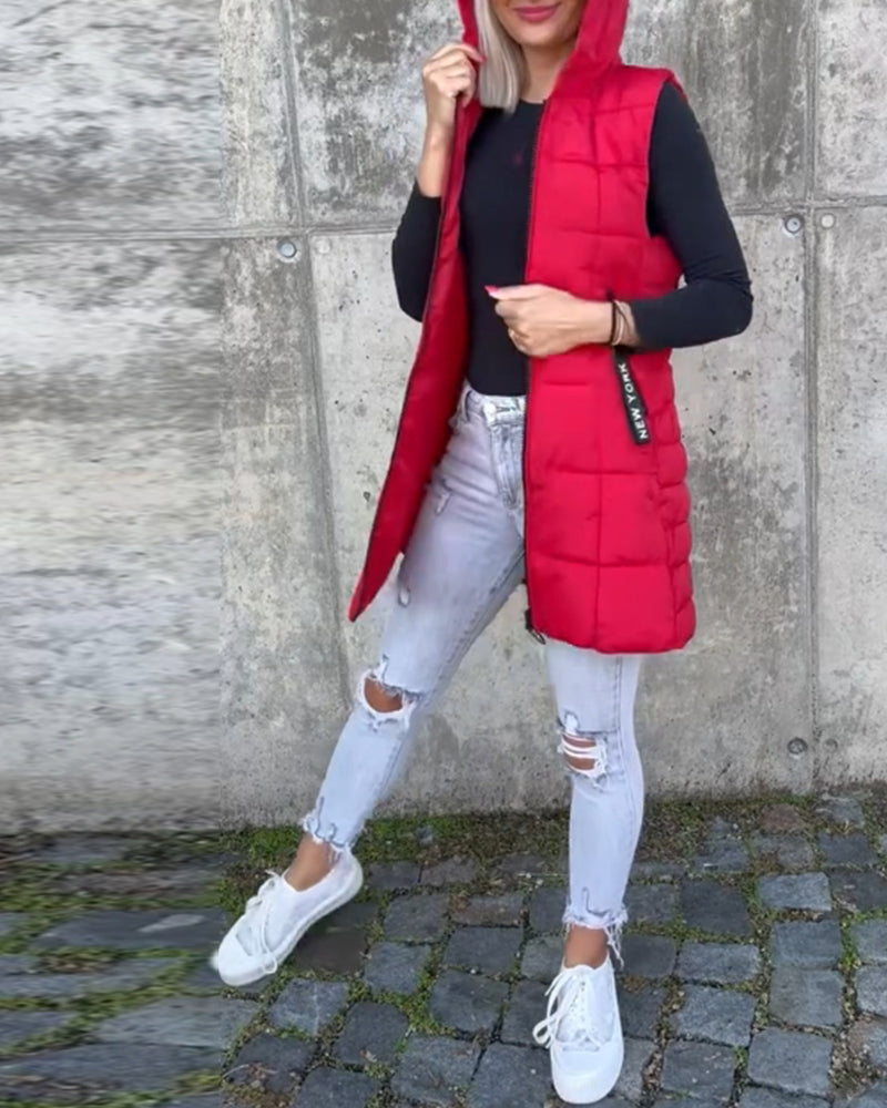 Dames Mouwloze Puffer Jas met Capuchon 5
