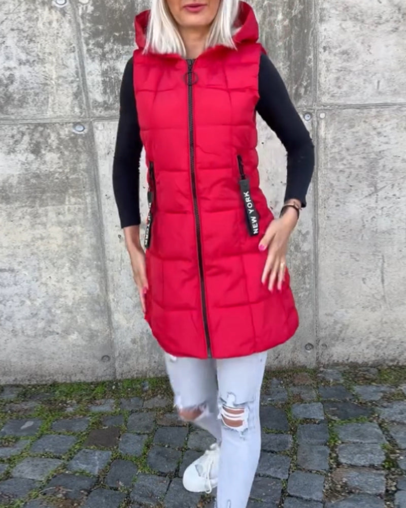 Dames Mouwloze Puffer Jas met Capuchon 6