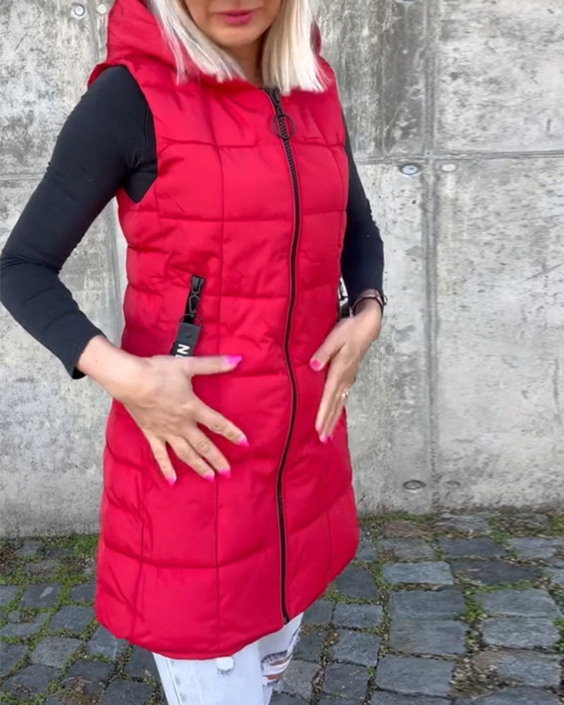Dames Mouwloze Puffer Jas met Capuchon 7